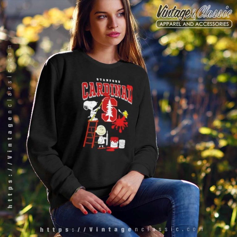 Peanuts Charlie Snoopy Woodstock Wall Paint Stanford Cardinal Sweatshirt Peanuts Charlie Snoopy Woodstock Wall Paint Stanford Cardinal Sweatshirt