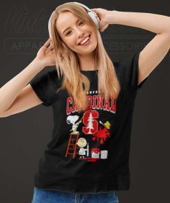 Peanuts Charlie Snoopy Woodstock Wall Paint Stanford Cardinal Women TShirt