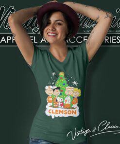 Peanuts Clemson Tigers Love Christmas V Neck TShirt
