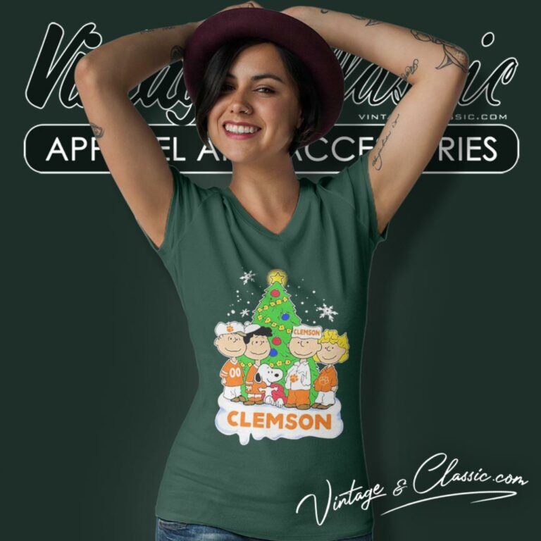 Peanuts Clemson Tigers Love Christmas V Neck TShirt Peanuts Clemson Tigers Love Christmas V Neck TShirt
