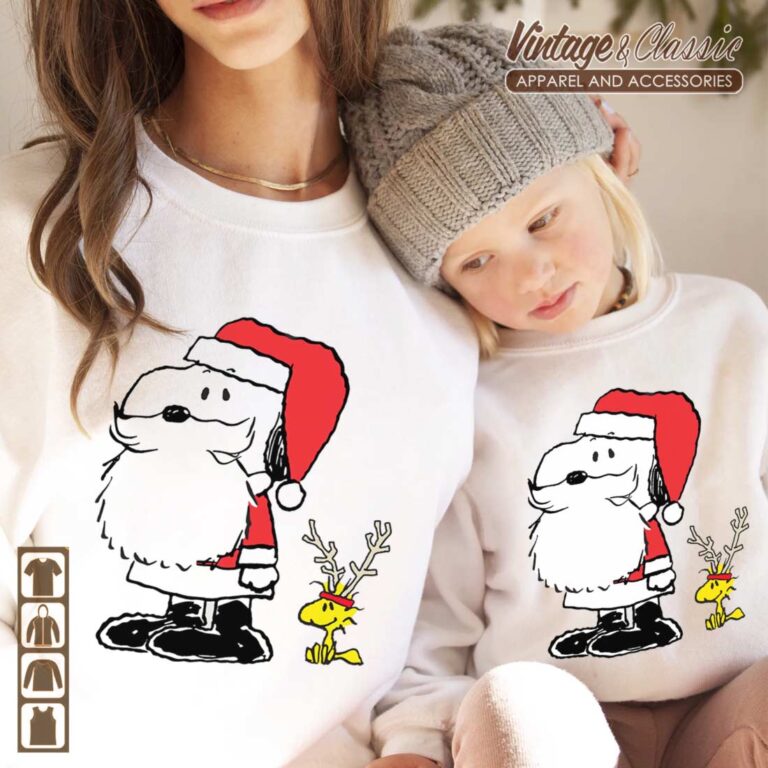 Peanuts Holiday Snoopy Woodstock Antlers Santa Shirt Sweatshirt Peanuts Holiday Snoopy Woodstock Antlers Santa Shirt Sweatshirt