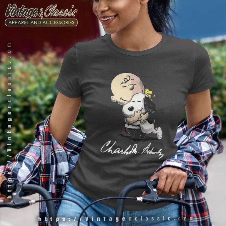 Peanuts Hug Charlie And Woodstock Classic Women TShirt Peanuts Hug Charlie And Woodstock Classic Women TShirt