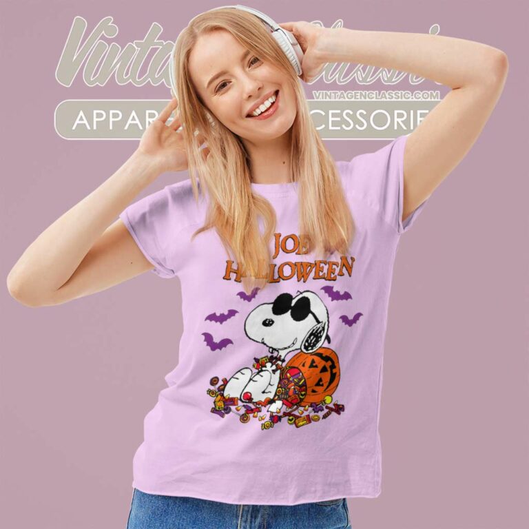 Peanuts Joe Cool Snoopy Halloween Women TShirt Peanuts Joe Cool Snoopy Halloween Women TShirt