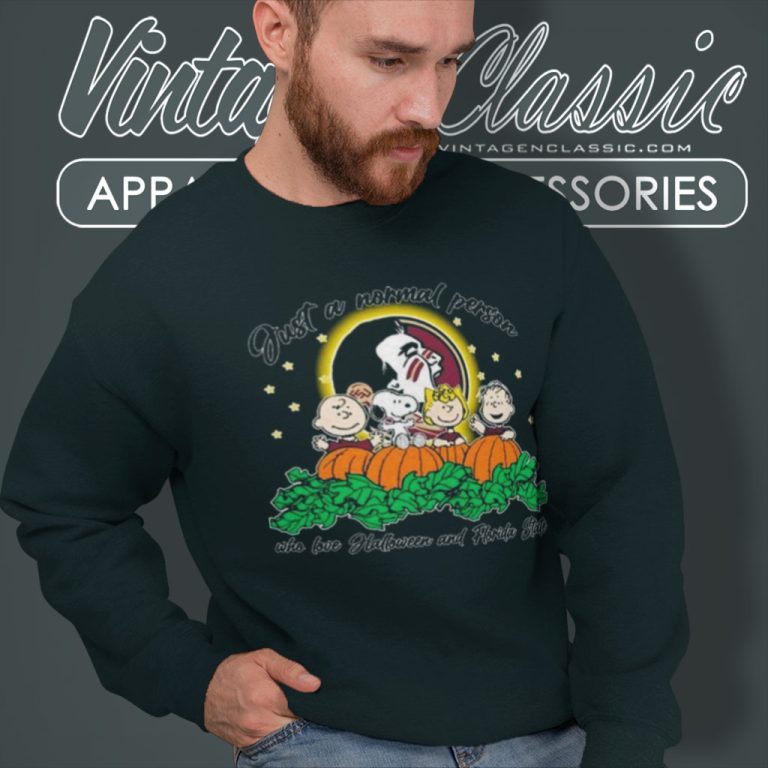 Peanuts Just A Normal Person Who Love Halloween And Florida State Seminoles Sweatshirt Peanuts Just A Normal Person Who Love Halloween And Florida State Seminoles Sweatshirt