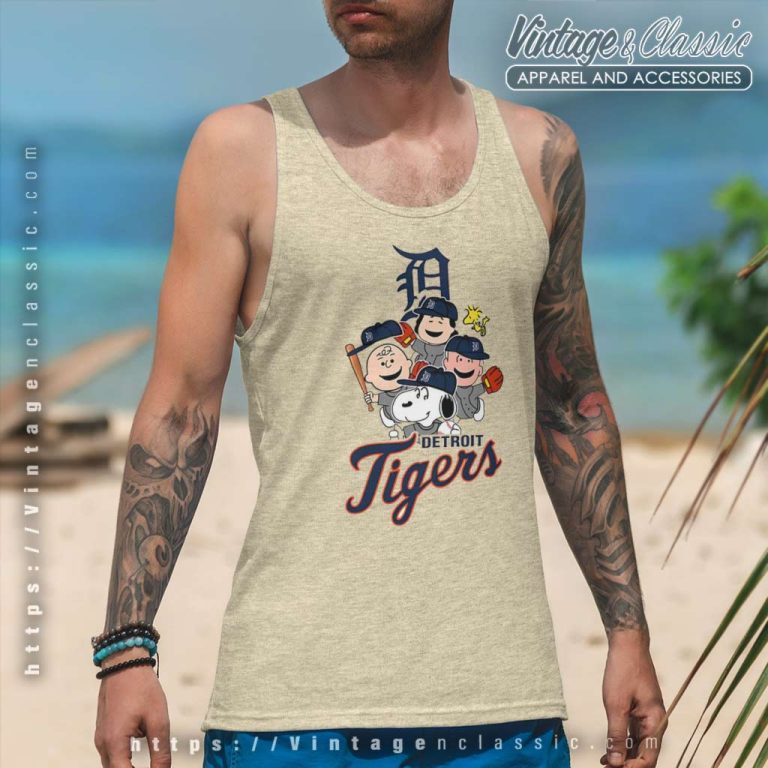 Peanuts Mlb Detroit Tigers Snoopy And Friends Tank Top Racerback Peanuts Mlb Detroit Tigers Snoopy And Friends Tank Top Racerback