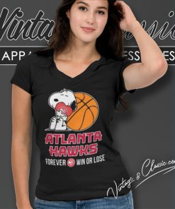 Peanuts Movie Snoopy Forever Win Or Lose Basketball Atlanta Hawks V Neck TShirt