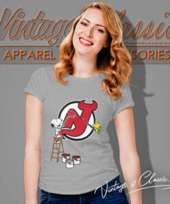 Peanuts Snoopy And Woodstock New Jersey Devils Women T Shirt