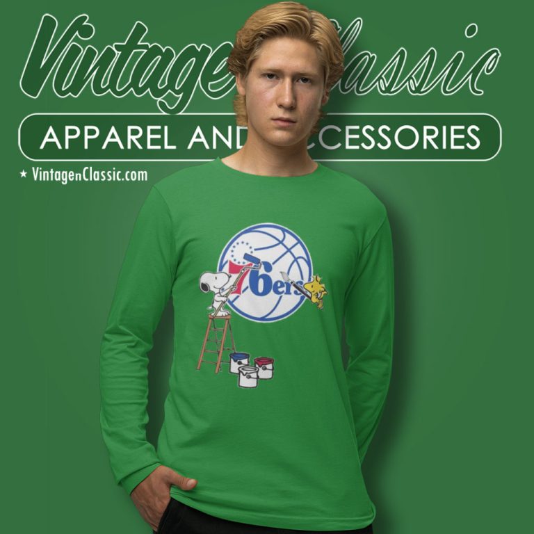 Peanuts Snoopy And Woodstock Philadelphia 76ers Long Sleeve Tee Peanuts Snoopy And Woodstock Philadelphia 76ers Long Sleeve Tee