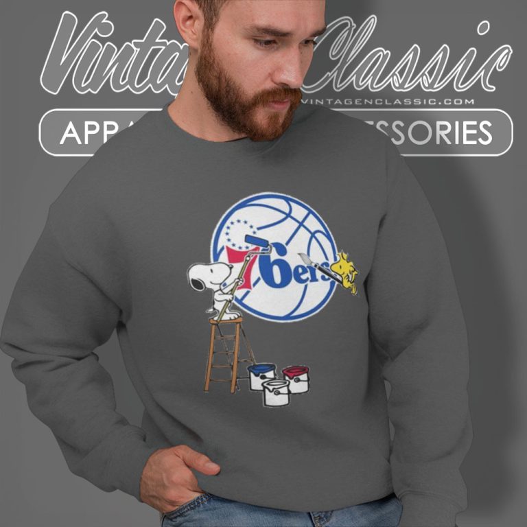 Peanuts Snoopy And Woodstock Philadelphia 76ers Sweatshirt Peanuts Snoopy And Woodstock Philadelphia 76ers Sweatshirt