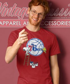 Peanuts Snoopy And Woodstock Philadelphia 76ers T Shirt