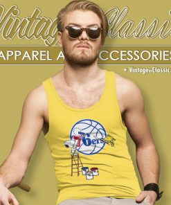 Peanuts Snoopy And Woodstock Philadelphia 76ers Tank Top Racerback