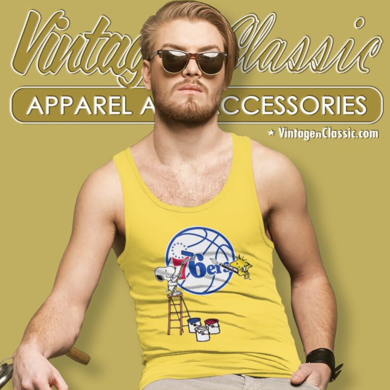 Peanuts Snoopy And Woodstock Philadelphia 76ers Tank Top Racerback Peanuts Snoopy And Woodstock Philadelphia 76ers Tank Top Racerback