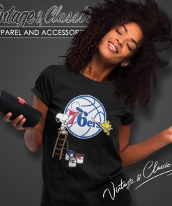 Peanuts Snoopy And Woodstock Philadelphia 76ers Women T Shirt