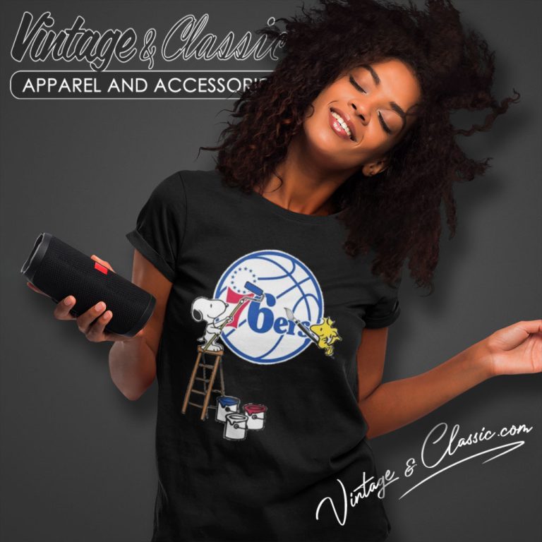 Peanuts Snoopy And Woodstock Philadelphia 76ers Women T Shirt Peanuts Snoopy And Woodstock Philadelphia 76ers Women T Shirt