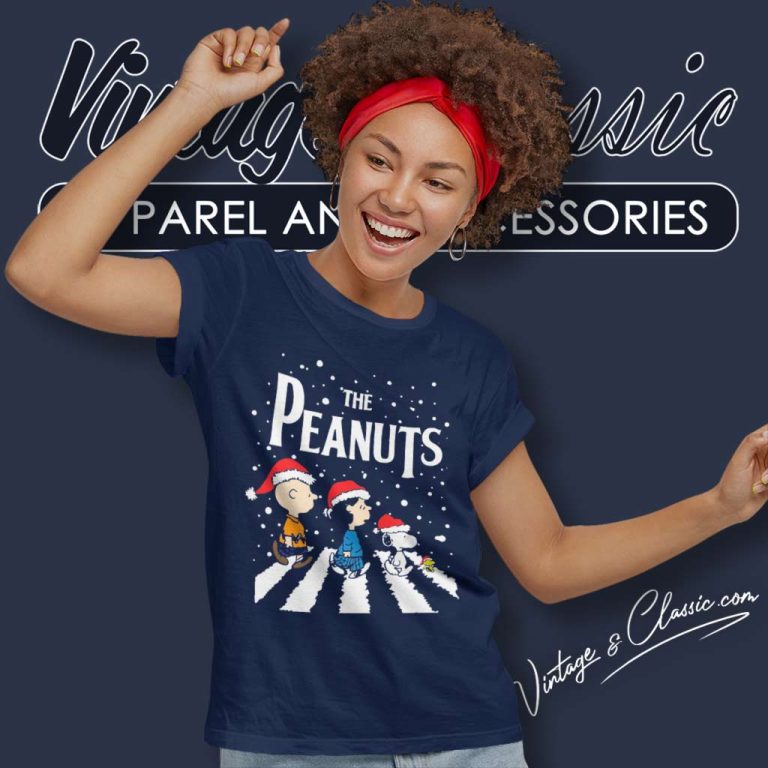 Peanuts Snoopy Cross The Road Christmas Women TShirt 1 Peanuts Snoopy Cross The Road Christmas Women TShirt 1