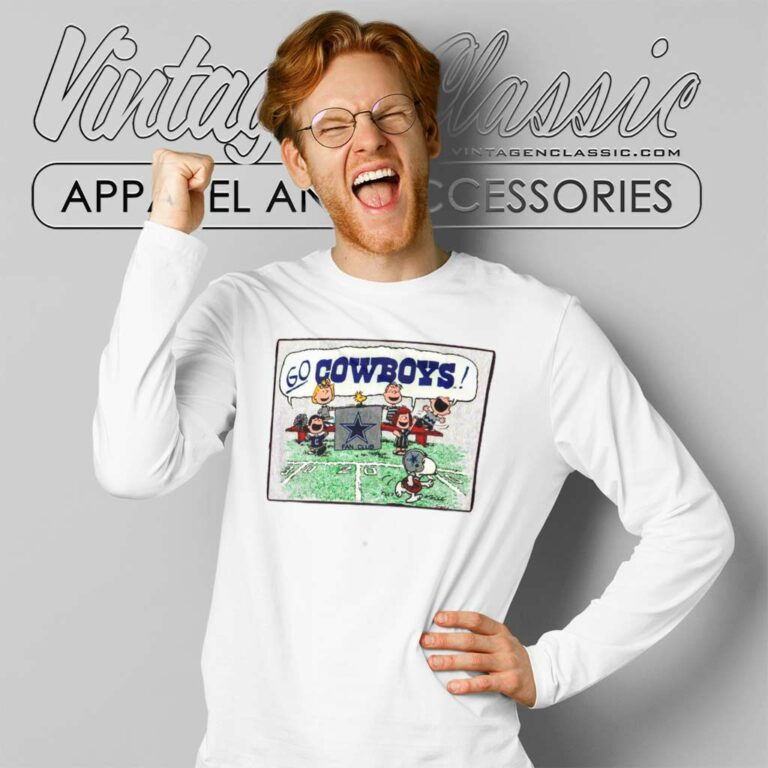 Peanuts Snoopy Football Team Cheer For The Dallas Cowboys Long Sleeve Tee Peanuts Snoopy Football Team Cheer For The Dallas Cowboys Long Sleeve Tee