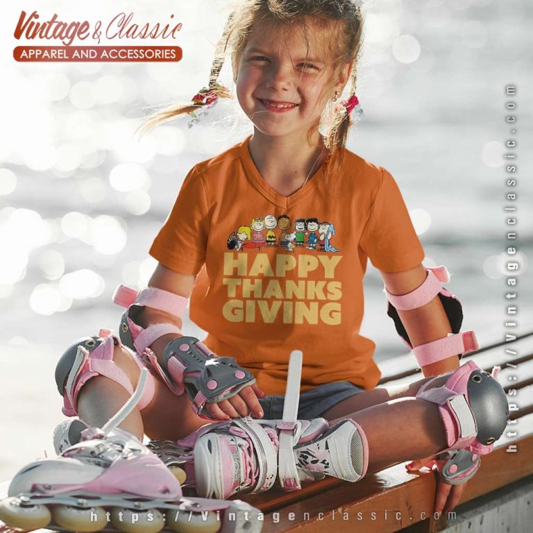 Peanuts Snoopy Happy Thanksgiving kids Vneck Peanuts Snoopy Happy Thanksgiving kids Vneck