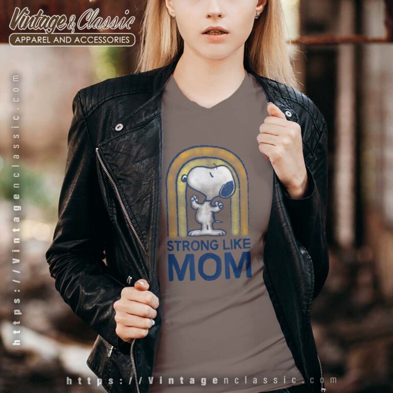 Peanuts Snoopy Strong Like Mom Vneck Peanuts Snoopy Strong Like Mom Vneck