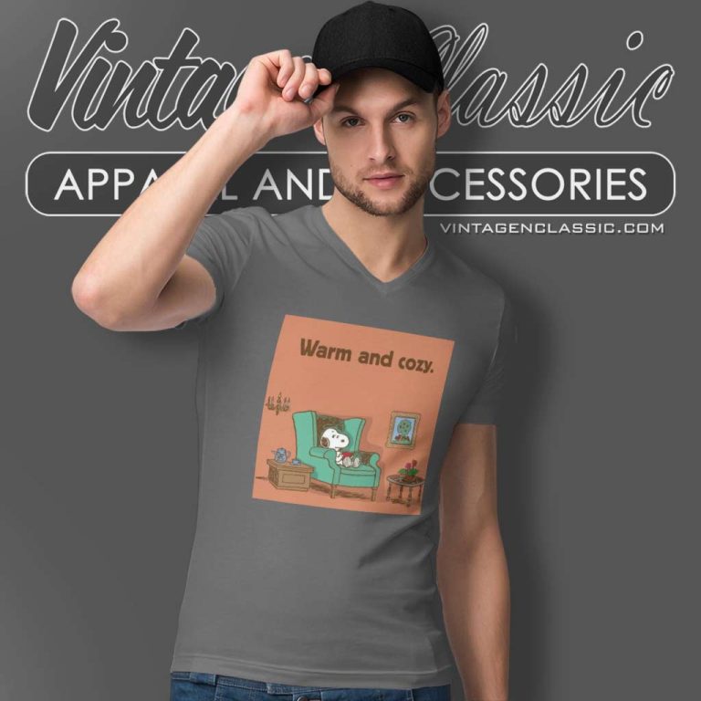 Peanuts Snoopy Warm And Cozy V Neck TShirt Peanuts Snoopy Warm And Cozy V Neck TShirt