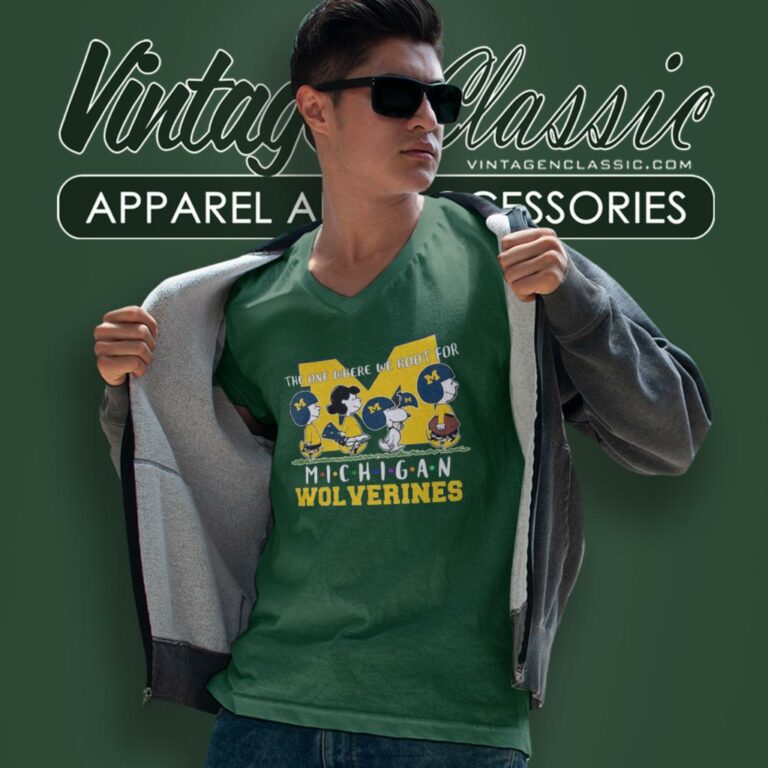 Peanuts The One Where We Root For Michigan Wolverine V Neck TShirt Peanuts The One Where We Root For Michigan Wolverine V Neck TShirt