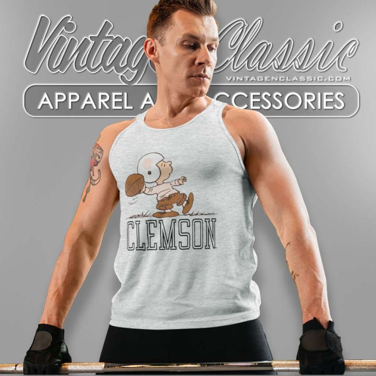 Peanuts X Clemson Tigers Charlie Brown Quarterback Tank Top Racerback Peanuts X Clemson Tigers Charlie Brown Quarterback Tank Top Racerback