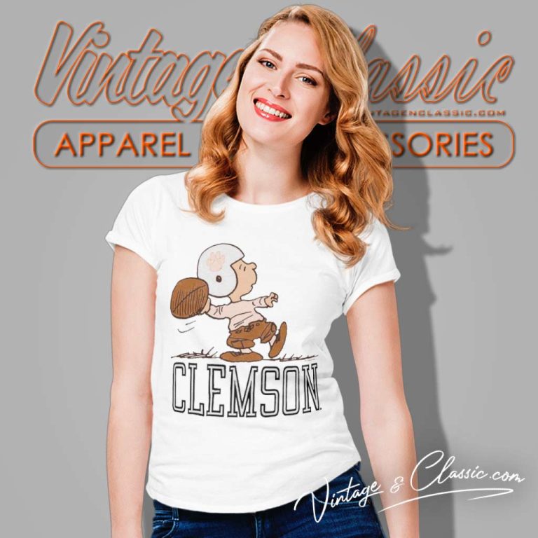 Peanuts X Clemson Tigers Charlie Brown Quarterback Women TShirt Peanuts X Clemson Tigers Charlie Brown Quarterback Women TShirt