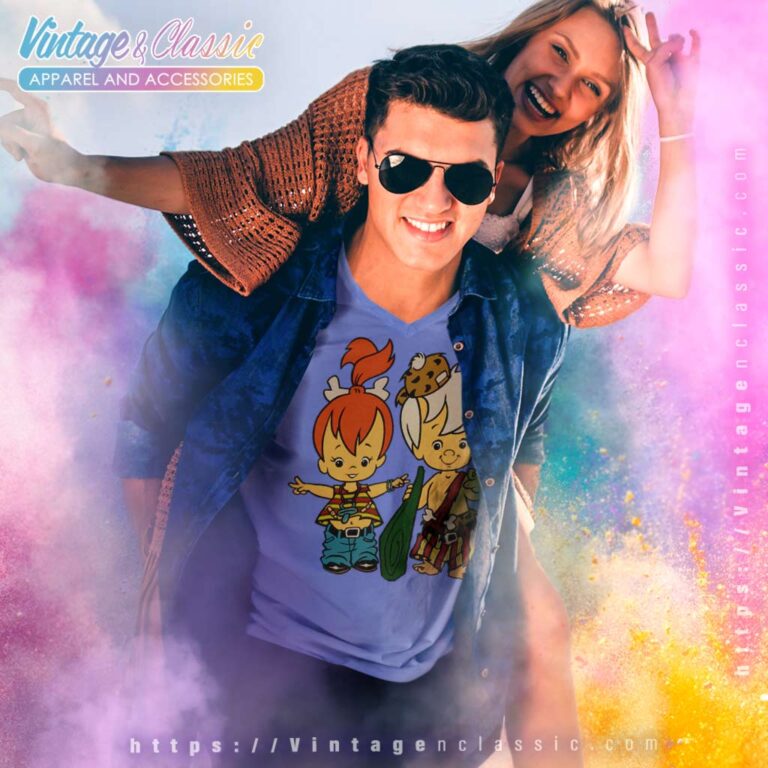 Pebbles And Bam Bam Flintstones V Neck TShirt Pebbles And Bam Bam Flintstones V Neck TShirt