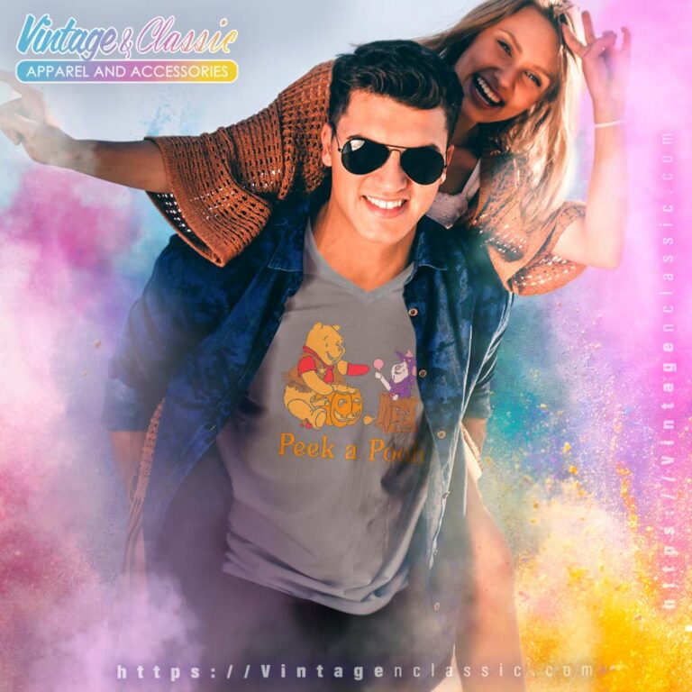 Peek A Pooh Halloween V Neck TShirt Peek A Pooh Halloween V Neck TShirt