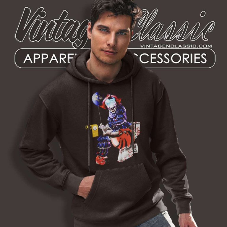 Pennywise Baltimore Ravens Pittsburgh Steelers And Cleveland Browns Toilet Hoodie Pennywise Baltimore Ravens Pittsburgh Steelers And Cleveland Browns Toilet Hoodie