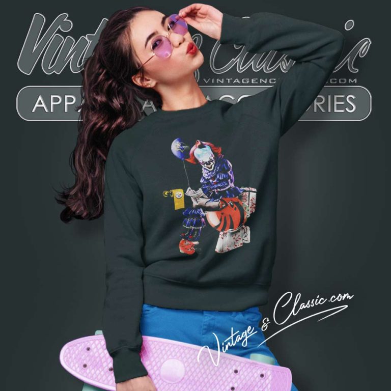 Pennywise Baltimore Ravens Pittsburgh Steelers And Cleveland Browns Toilet Sweatshirt Pennywise Baltimore Ravens Pittsburgh Steelers And Cleveland Browns Toilet Sweatshirt