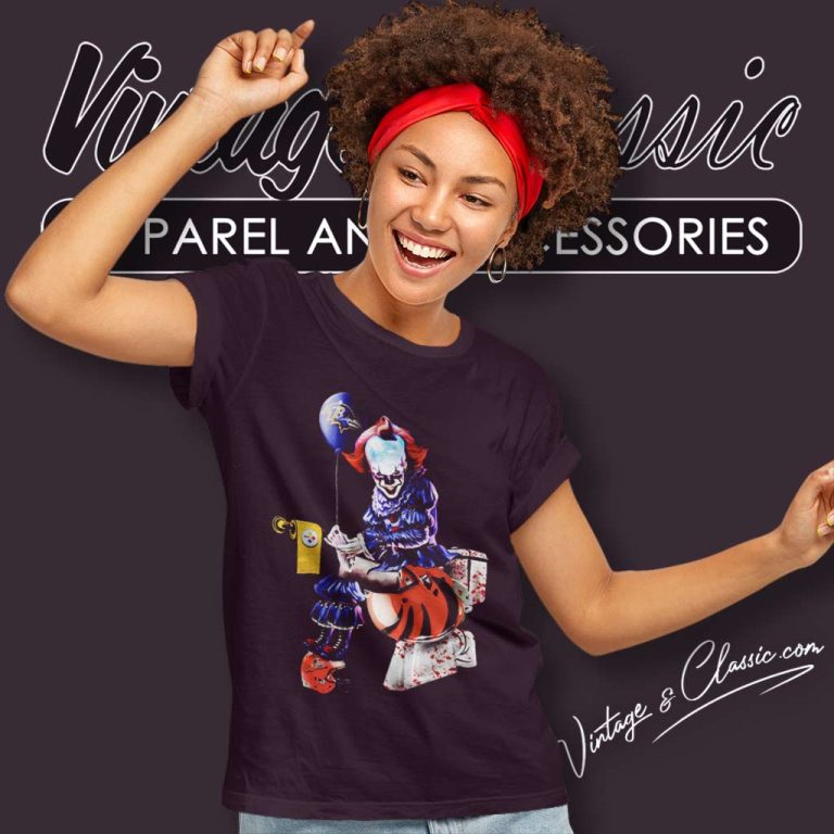 Pennywise Baltimore Ravens Pittsburgh Steelers And Cleveland Browns Toilet Women TShirt Pennywise Baltimore Ravens Pittsburgh Steelers And Cleveland Browns Toilet Women TShirt