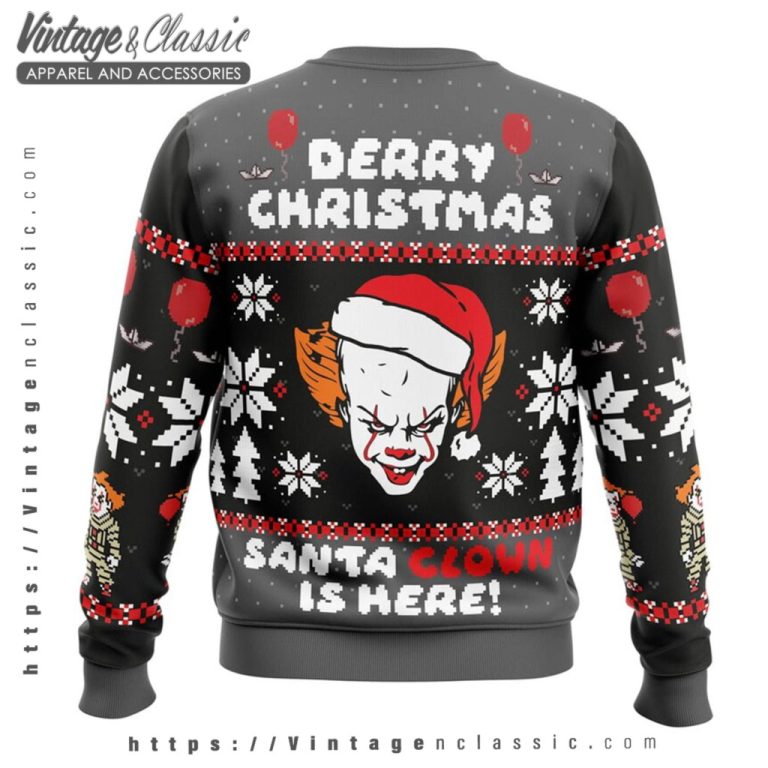 Pennywise Santa Derry Ugly Christmas Sweater back Ugly Sweater Pennywise Santa Derry Ugly Christmas Sweater back Ugly Sweater
