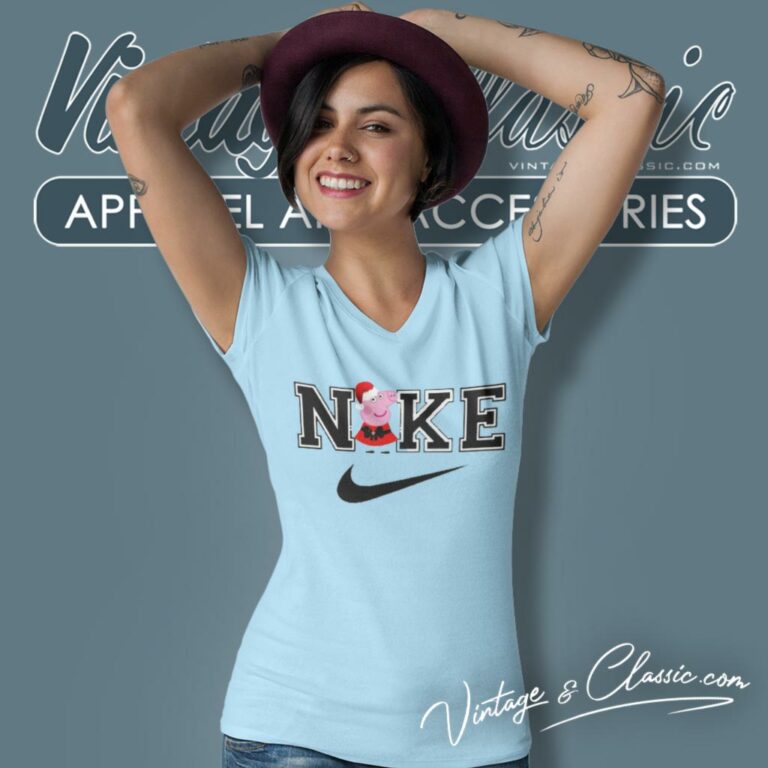 Peppa Pig Christmas Nike Logo V Neck TShirt Peppa Pig Christmas Nike Logo V Neck TShirt