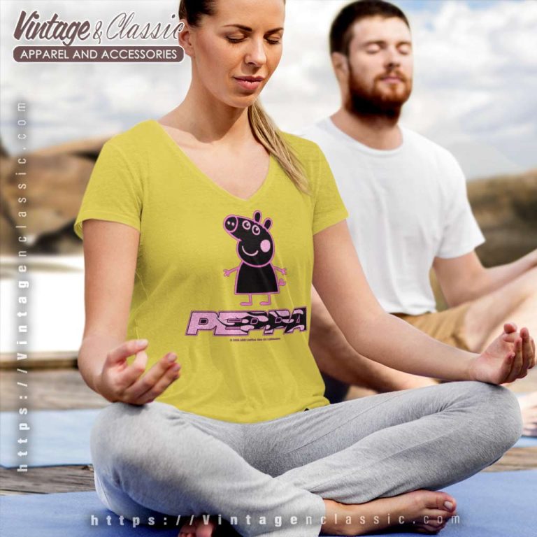 Peppa Pig Neon Flame Logo V Neck TShirt Peppa Pig Neon Flame Logo V Neck TShirt