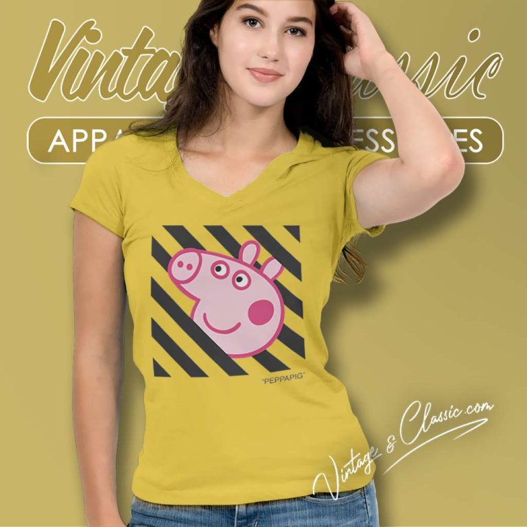 Peppa Pig Off White Collab V Neck TShirt Peppa Pig Off White Collab V Neck TShirt