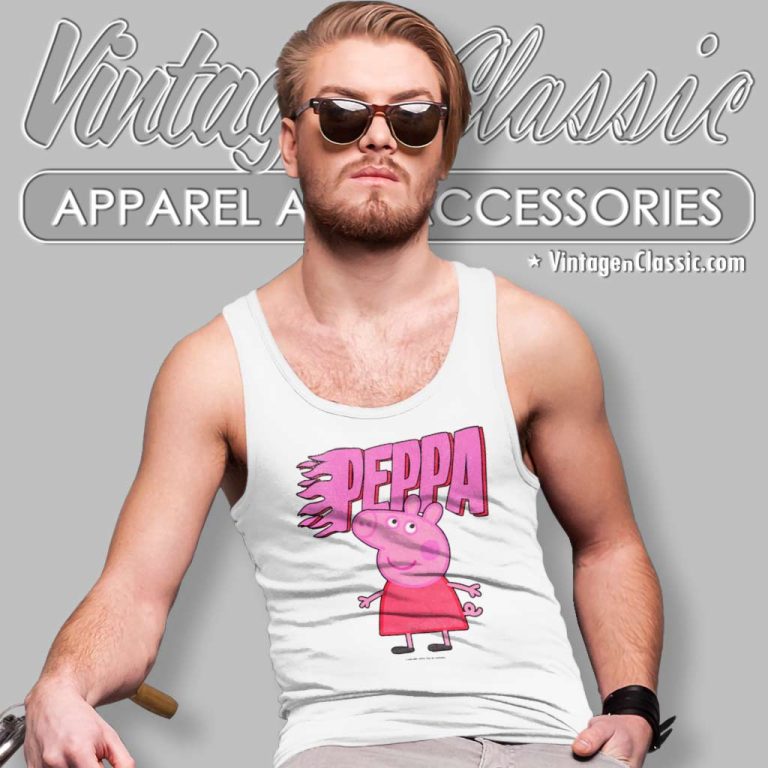 Peppa Pig Pink Flame Logo Tank Top Racerback Peppa Pig Pink Flame Logo Tank Top Racerback