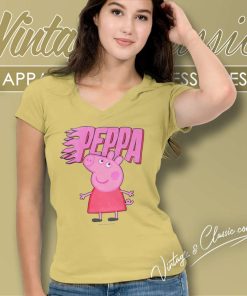 Peppa Pig Pink Flame Logo V Neck TShirt