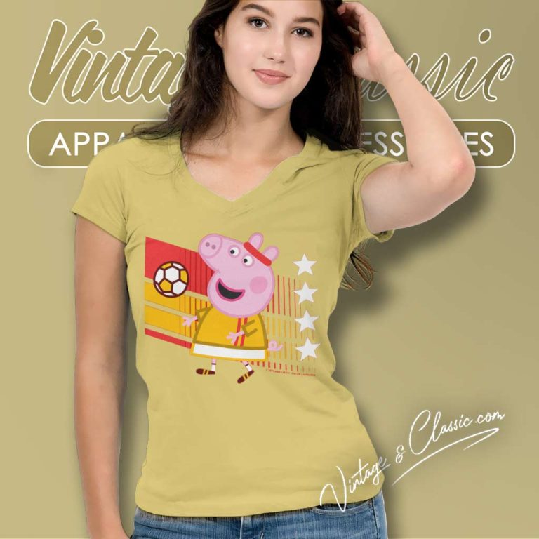 Peppa Pig Spain Soccer V Neck TShirt Peppa Pig Spain Soccer V Neck TShirt