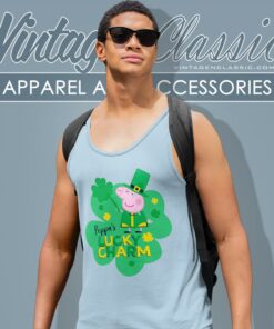 Peppa Pig St Patricks Day Lucky Charm Shamrock Logo Tank Top Racerback
