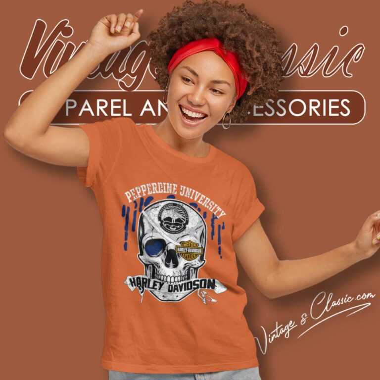 Pepperdine University Harley Davidson Skull Women T Shirt Pepperdine University Harley Davidson Skull Women T Shirt