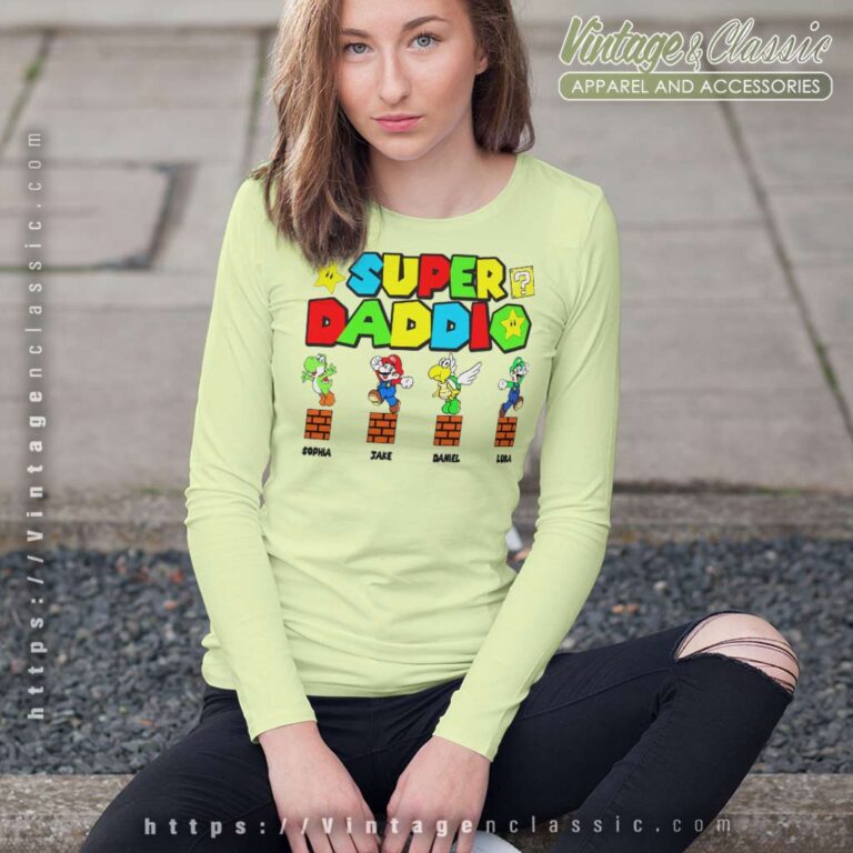 Personalized Super Daddio Mario Game Long Sleeve Tee Personalized Super Daddio Mario Game Long Sleeve Tee