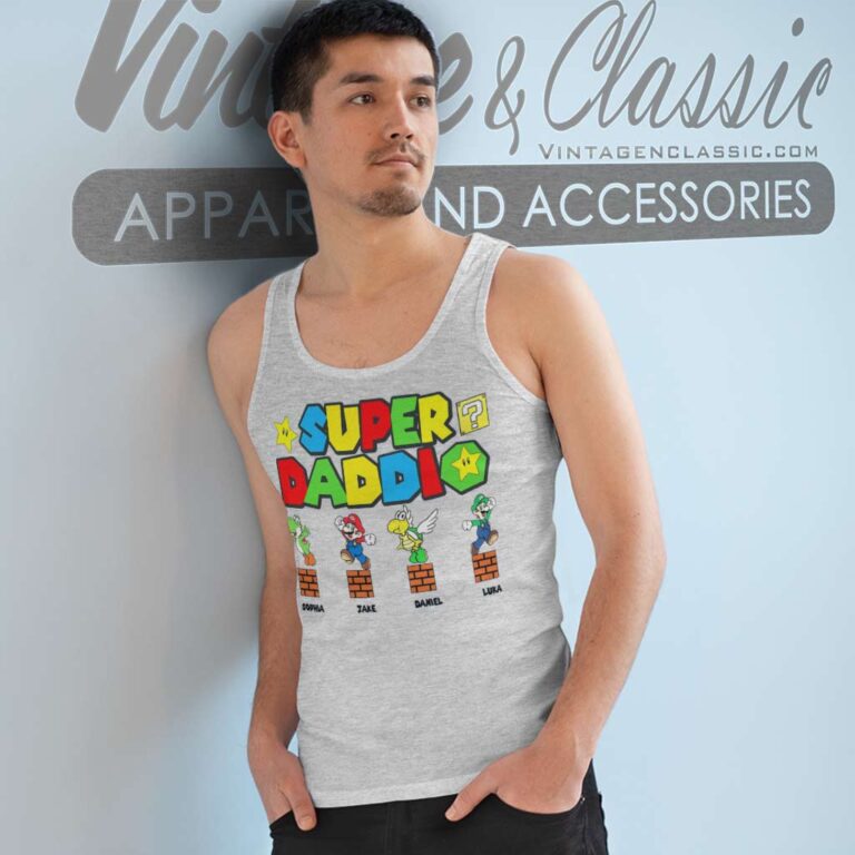Personalized Super Daddio Mario Game Tank Top Racerback Personalized Super Daddio Mario Game Tank Top Racerback