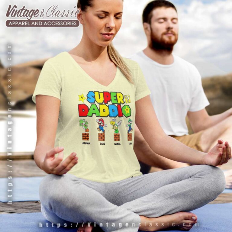 Personalized Super Daddio Mario Game V Neck TShirt Personalized Super Daddio Mario Game V Neck TShirt