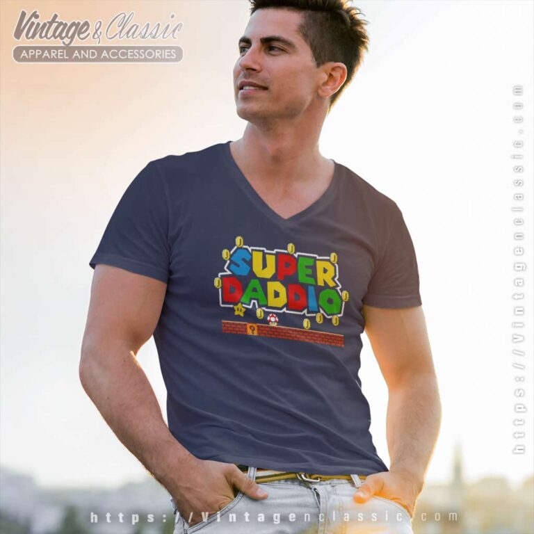Personalized Super Daddio Mario Game Vneck Personalized Super Daddio Mario Game Vneck