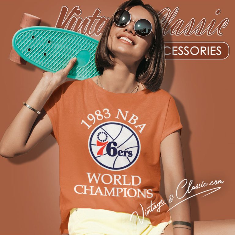 Philadelphia 76ers 1983 Nba World Champions Women T Shirt Philadelphia 76ers 1983 Nba World Champions Women T Shirt