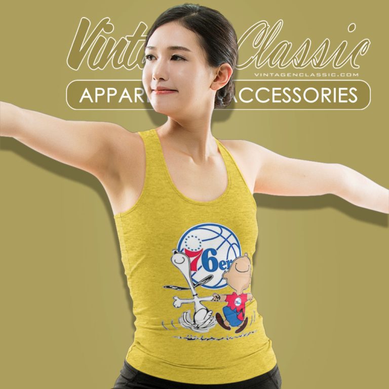 Philadelphia 76ers Charlie Brown Snoopy Tank Top Racerback Philadelphia 76ers Charlie Brown Snoopy Tank Top Racerback