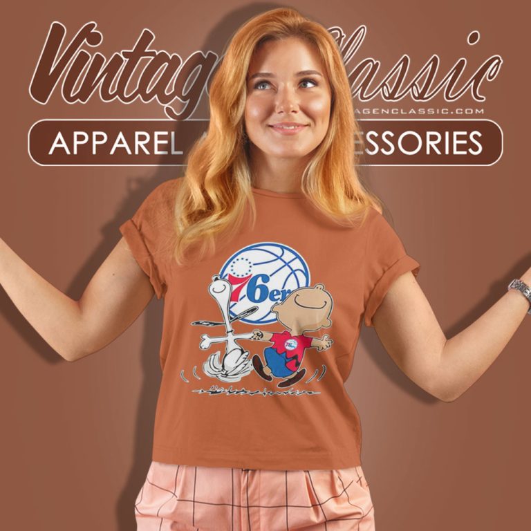 Philadelphia 76ers Charlie Brown Snoopy Women T Shirt Philadelphia 76ers Charlie Brown Snoopy Women T Shirt
