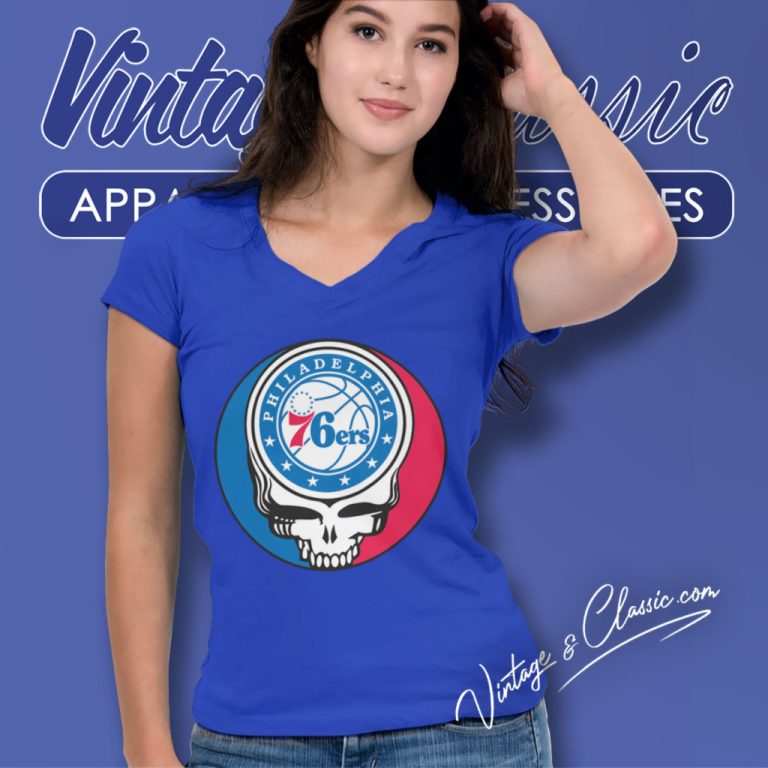 Philadelphia 76ers Grateful Dead Steal Your Face V Neck TShirt Philadelphia 76ers Grateful Dead Steal Your Face V Neck TShirt