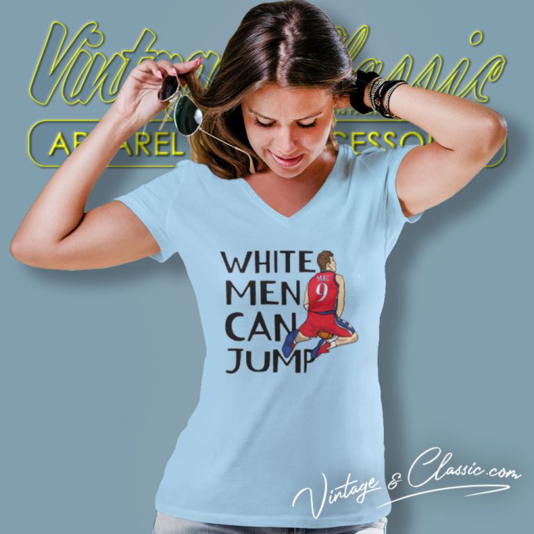 Philadelphia 76ers Mac Mcclung White Men Can Jump V Neck TShirt Philadelphia 76ers Mac Mcclung White Men Can Jump V Neck TShirt