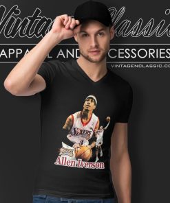Philadelphia 76ers Shirt Nba Rare Vintage Allen Iverson 90s Ringer V Neck TShirt
